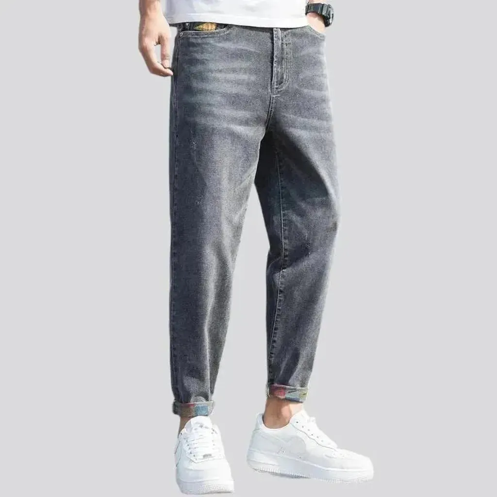 High-waist loose jeans for men