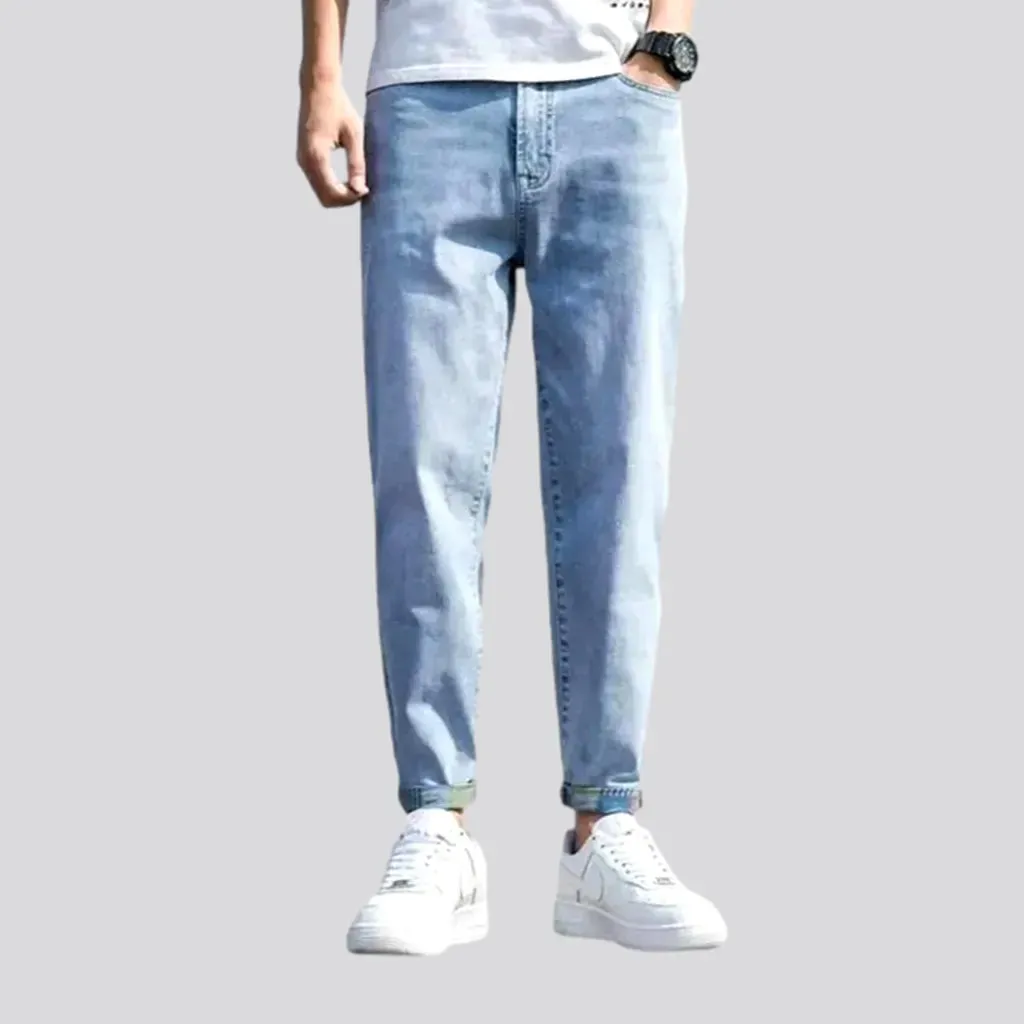 High-waist loose jeans for men