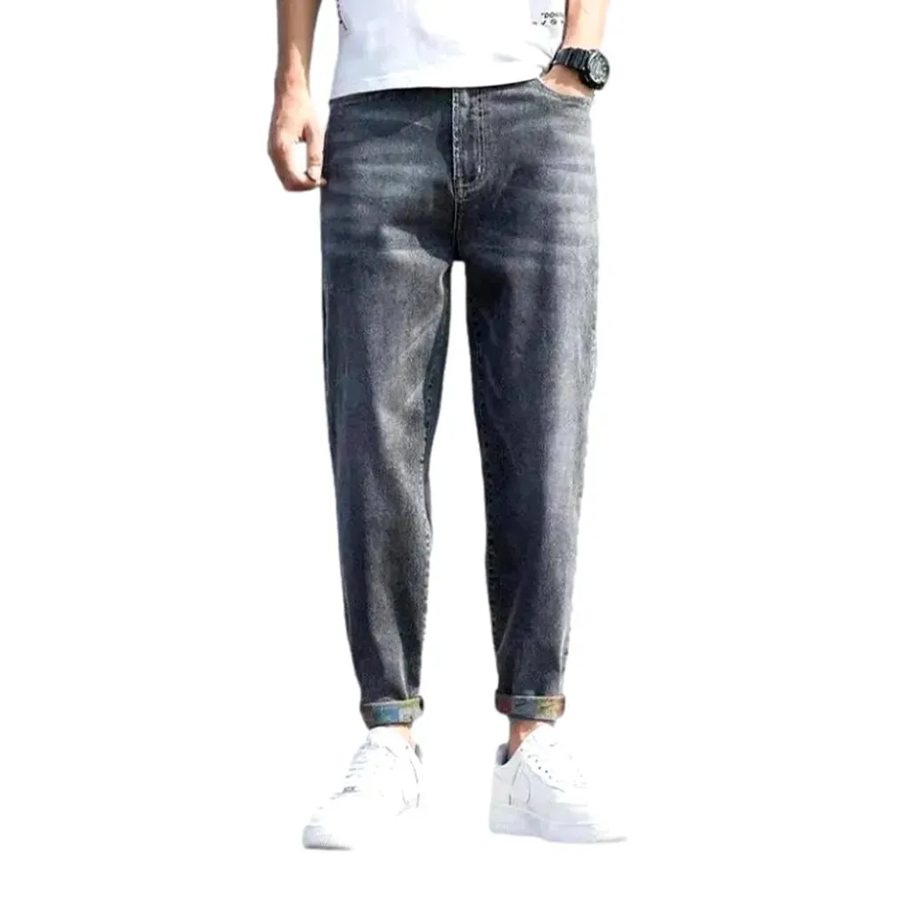 High-waist loose jeans for men