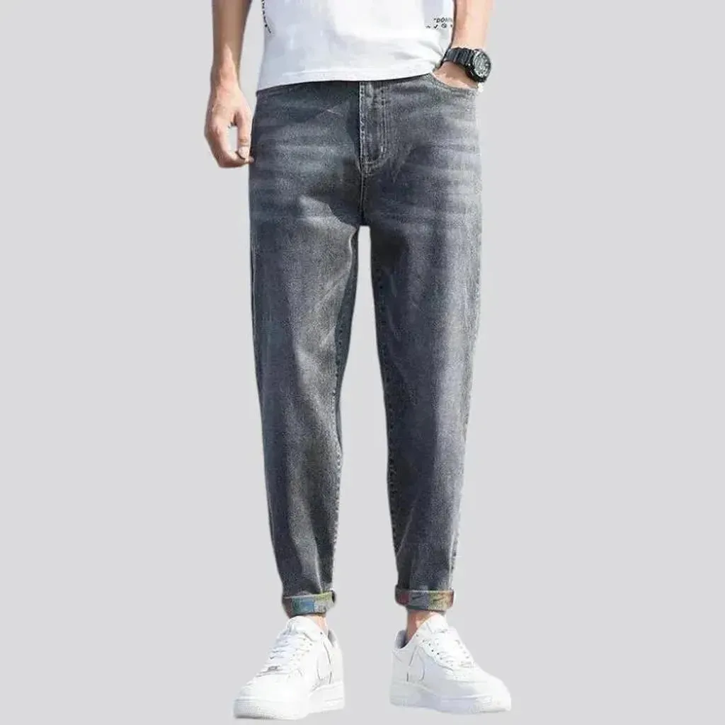 High-waist loose jeans for men