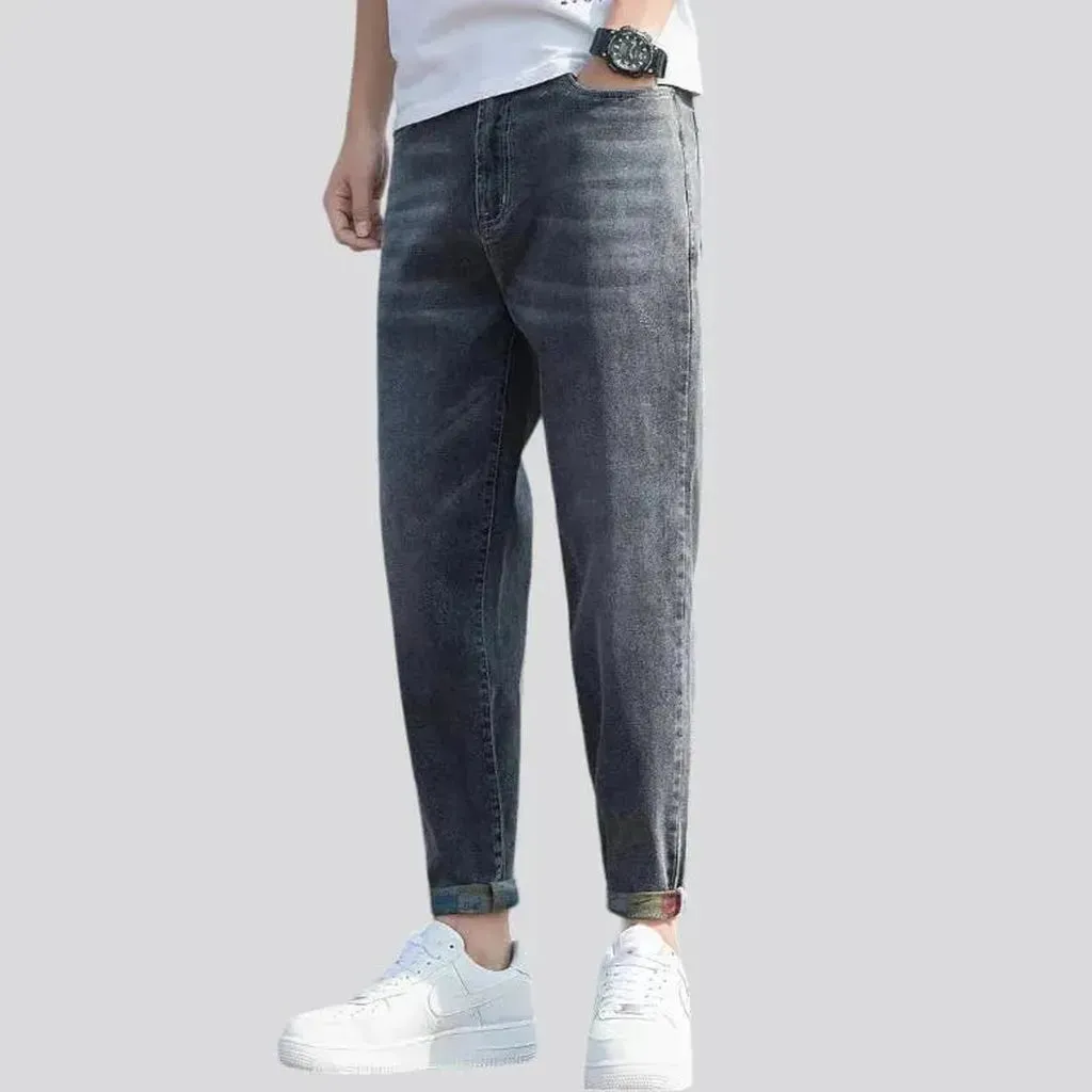 High-waist loose jeans for men