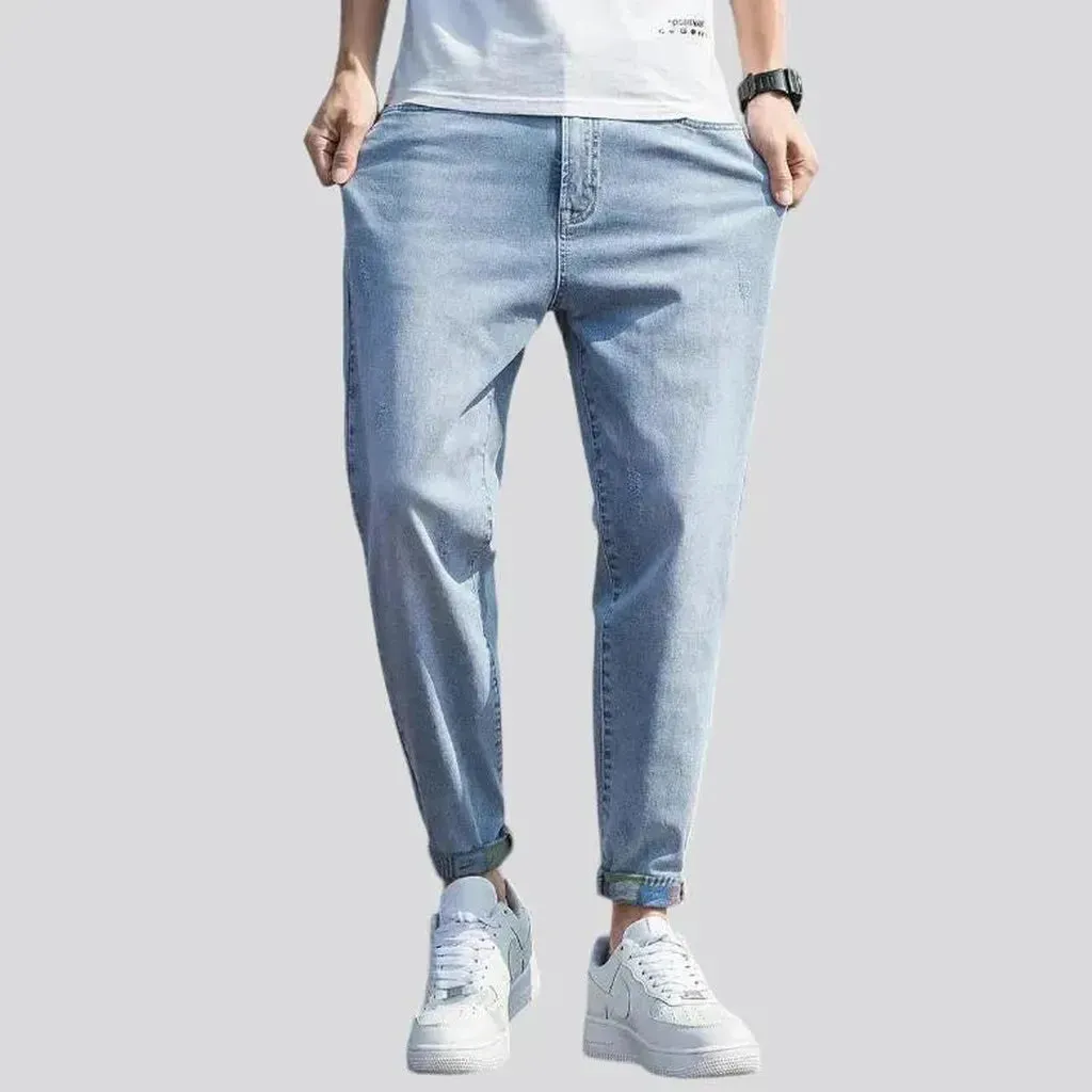 High-waist loose jeans for men