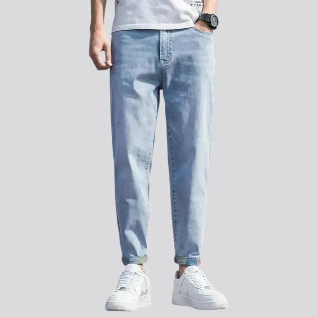 High-waist loose jeans for men