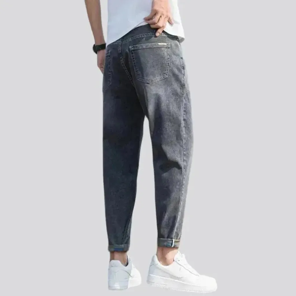 High-waist loose jeans for men