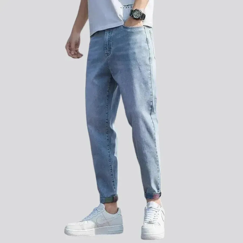 High-waist loose jeans for men