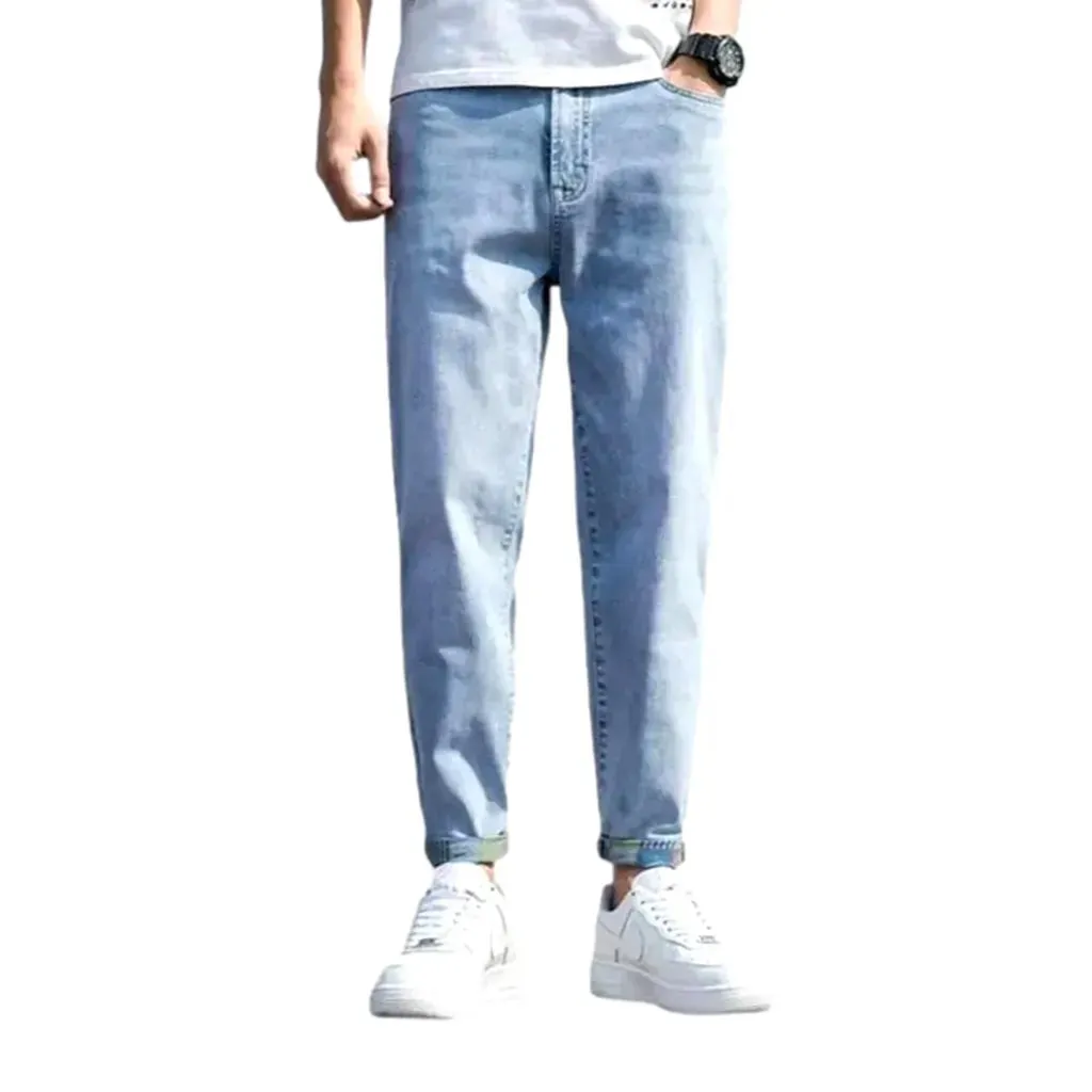 High-waist loose jeans for men