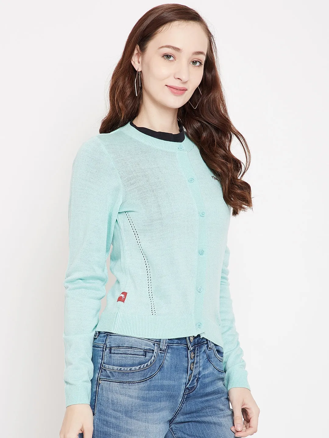 JUMP USA Women Blue Henley Neck Sweaters