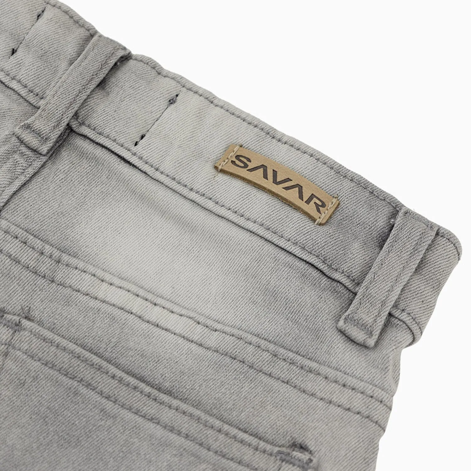 Kid's Savar Light Grey Slim Denim Ripped Jeans Pant