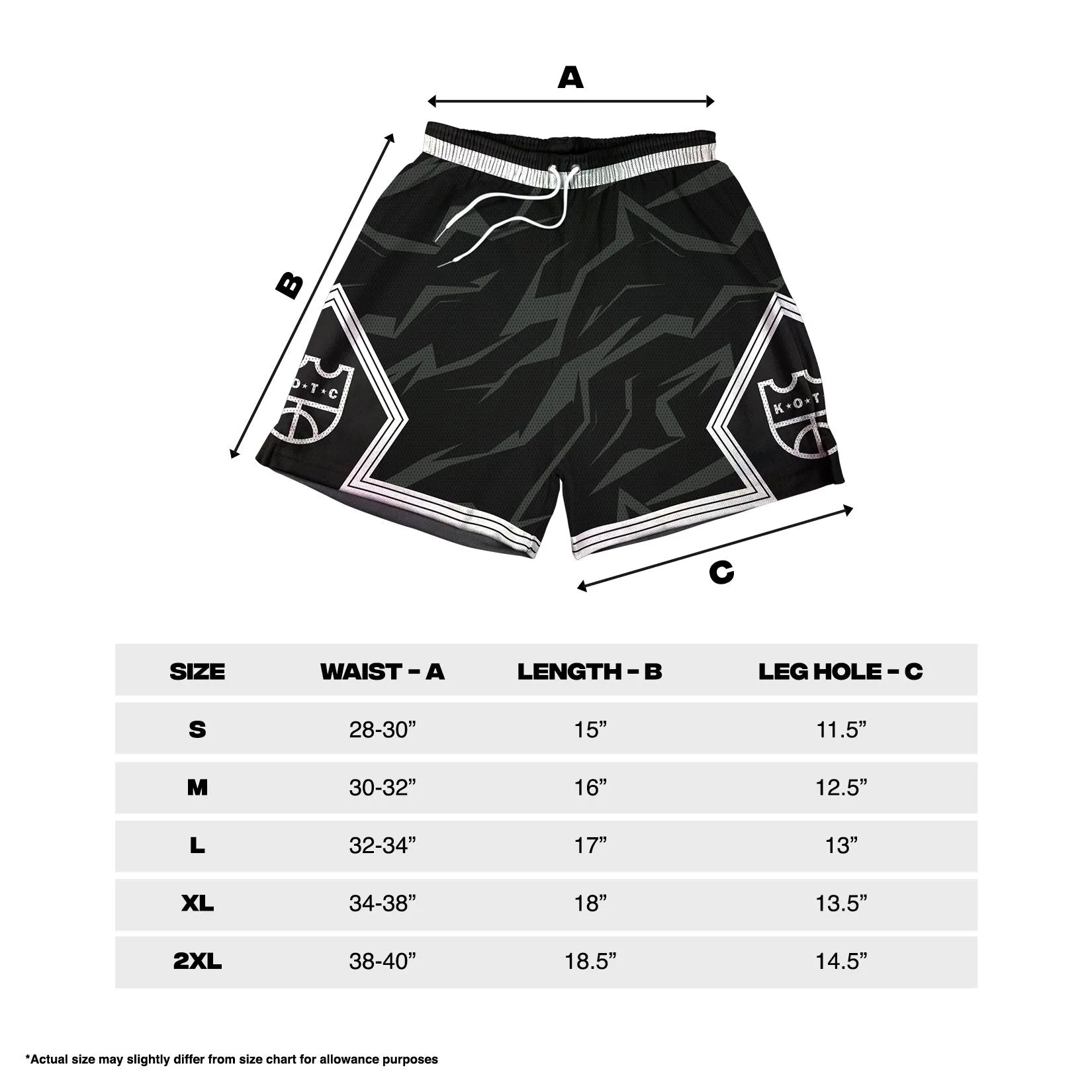 KOTC - Black Ops Diamond / Text Stripe Mesh Shorts