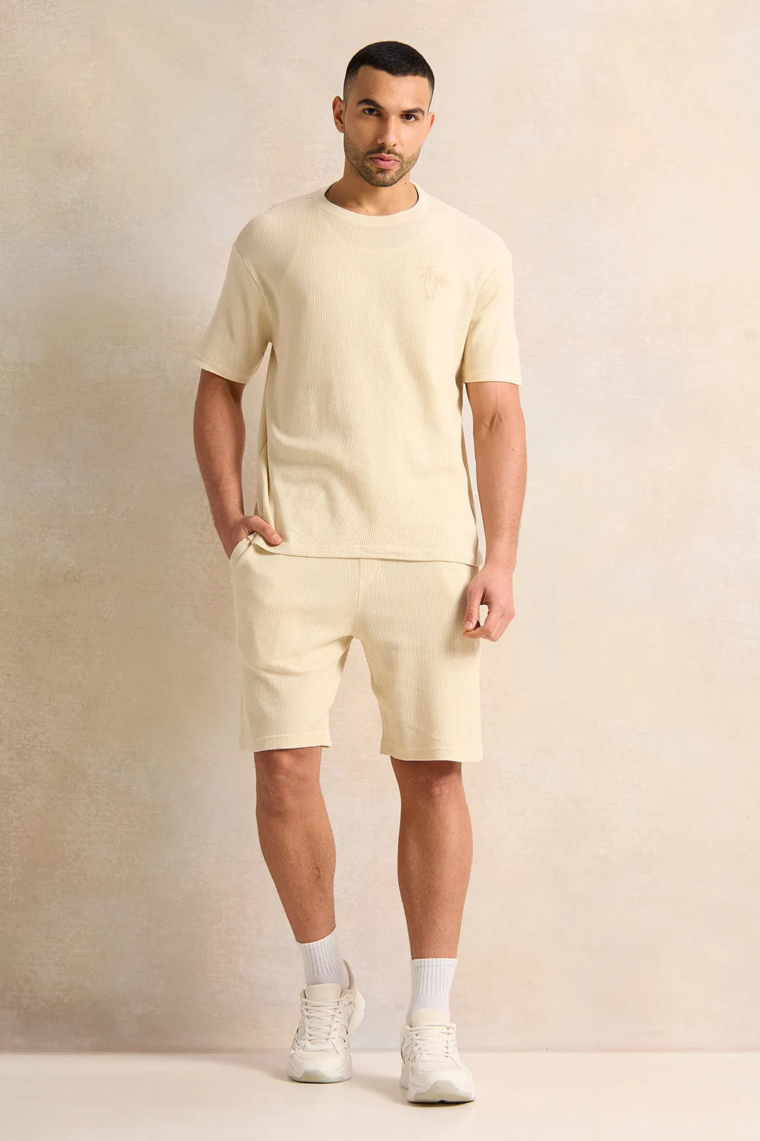 Men Beige Active Shorts