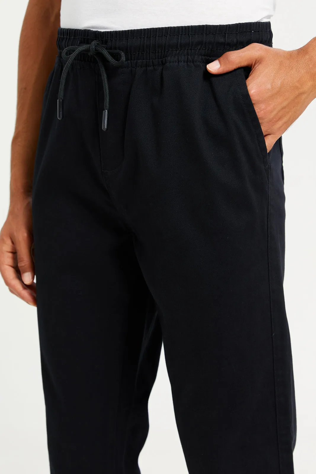 Men Black Solid Twill Jogger