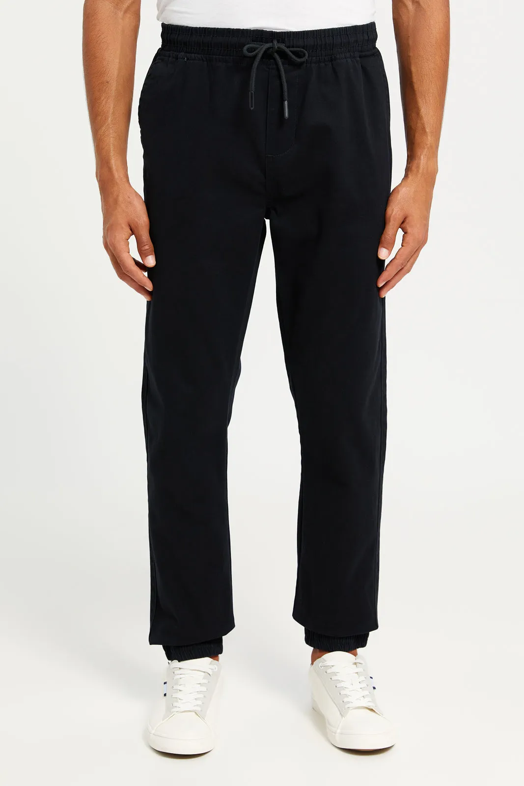 Men Black Solid Twill Jogger