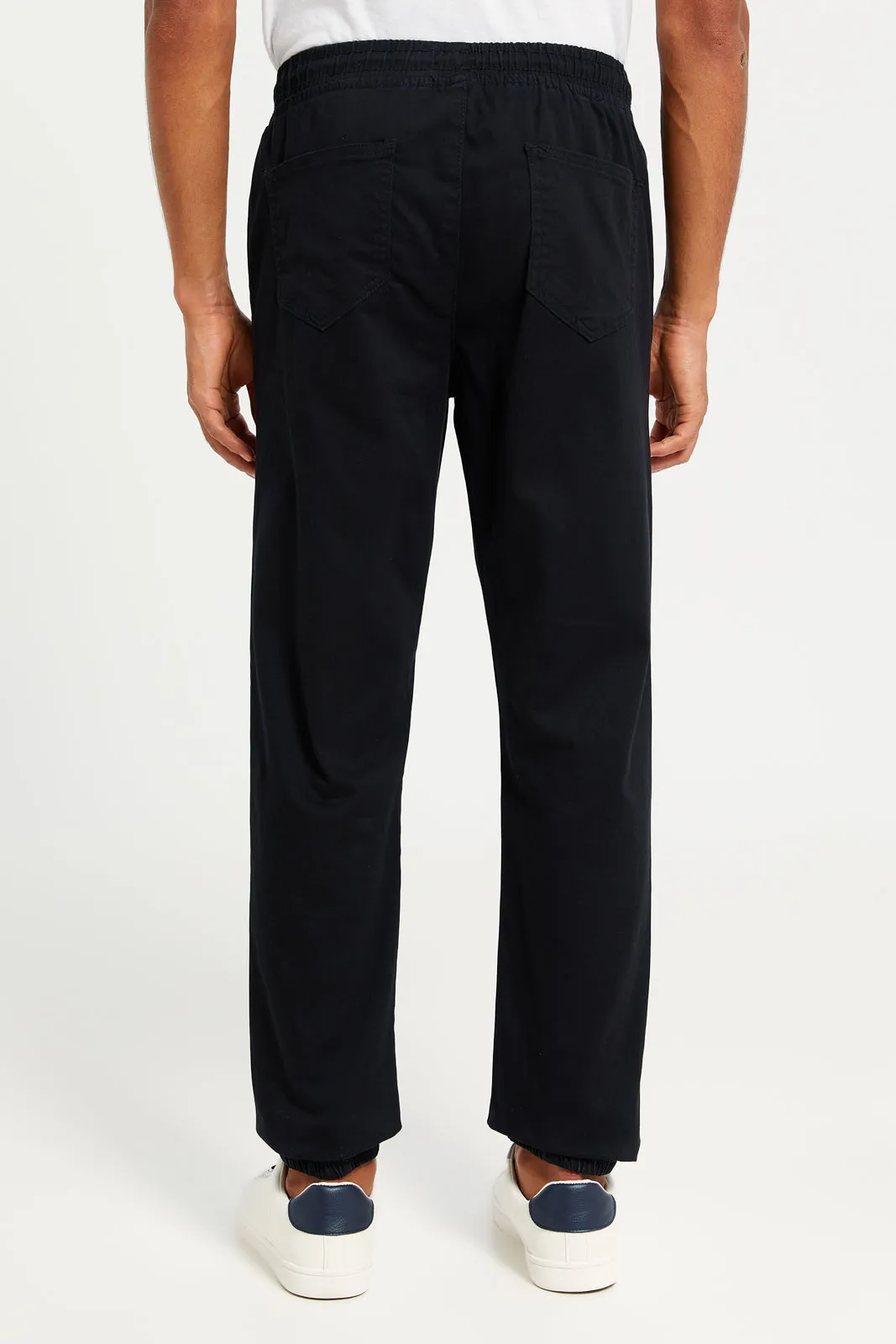 Men Black Solid Twill Jogger