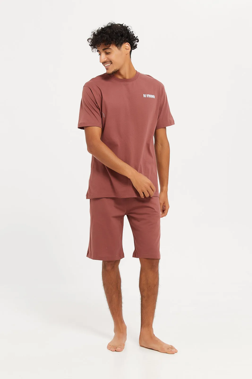 Men Burgundy Pyjama Set (2 Piece)