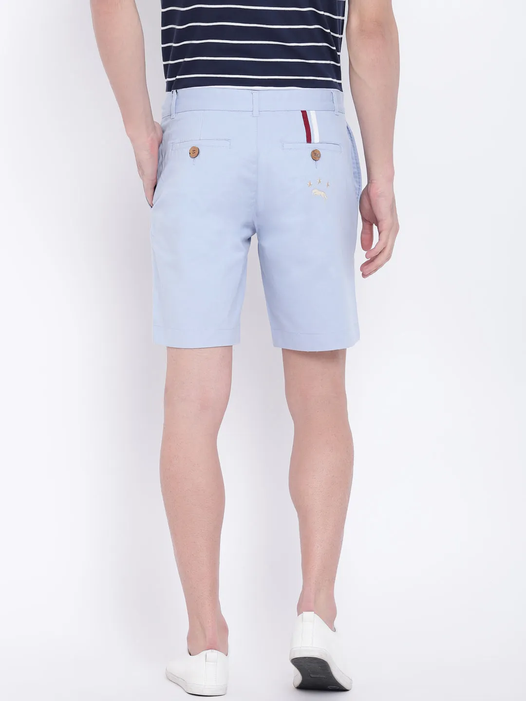 Men Casual Printed Blue Chinos Shorts