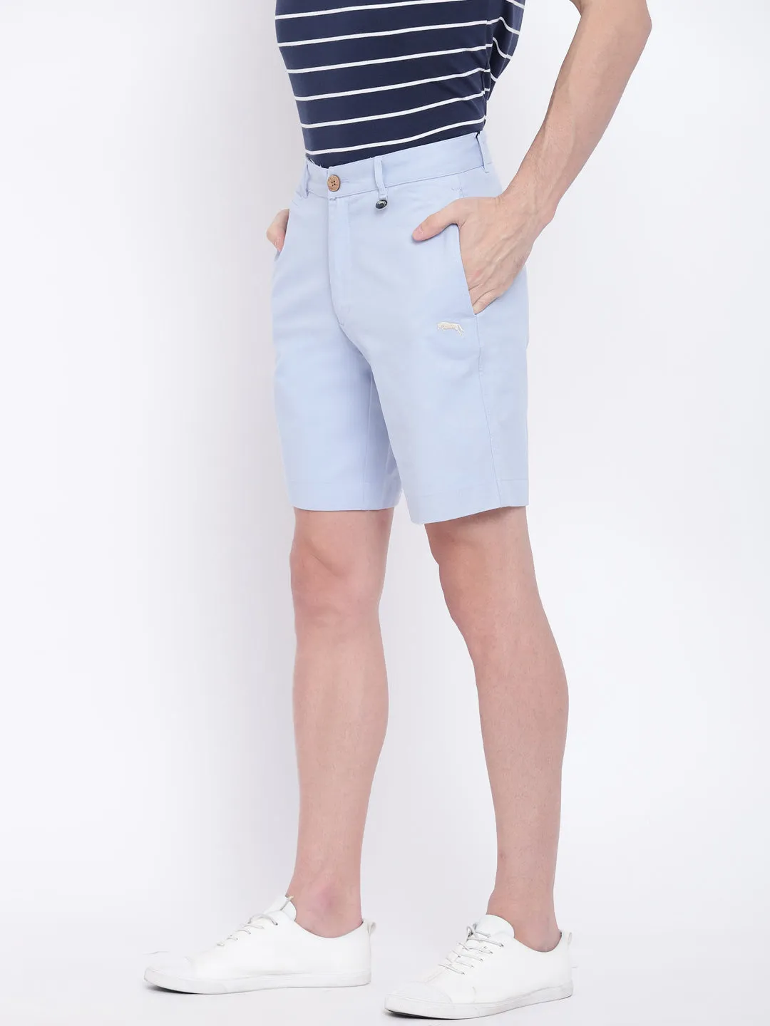 Men Casual Printed Blue Chinos Shorts