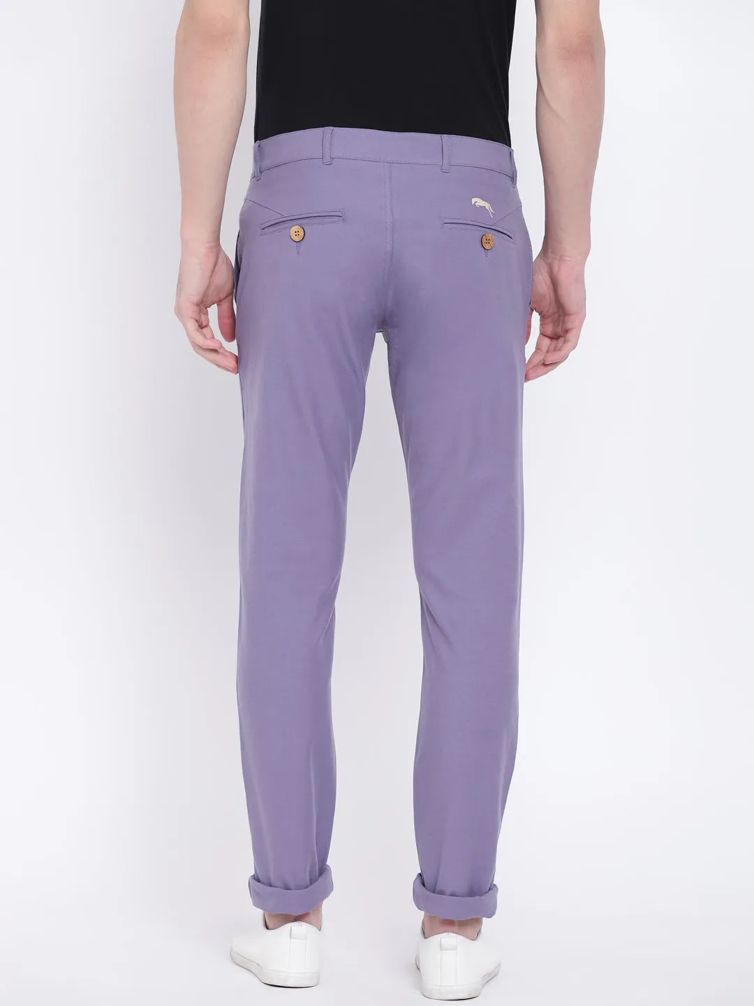 Men Casual Solid Purple Chinos