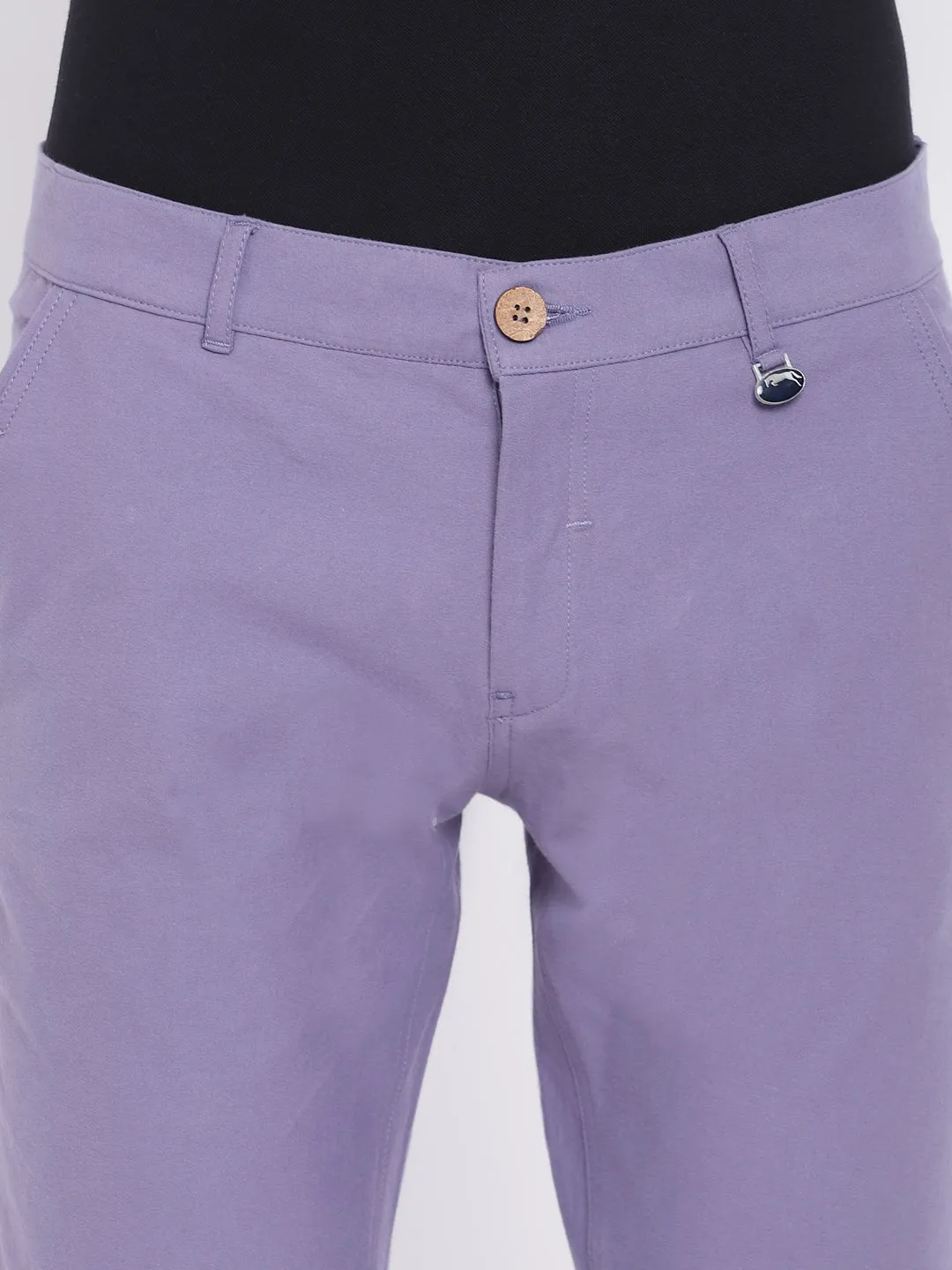 Men Casual Solid Purple Chinos