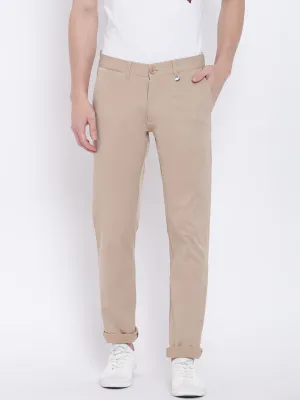 Men Casual Solid Tan Chinos