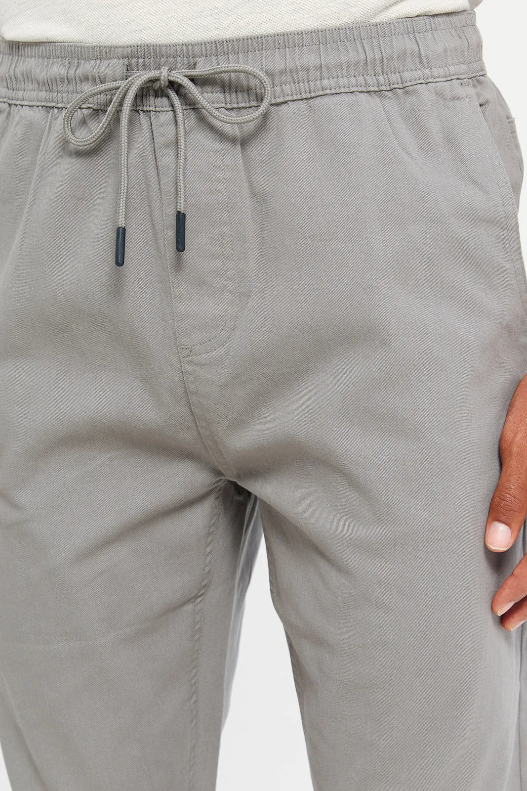 Men Grey Twill Jogger Pants