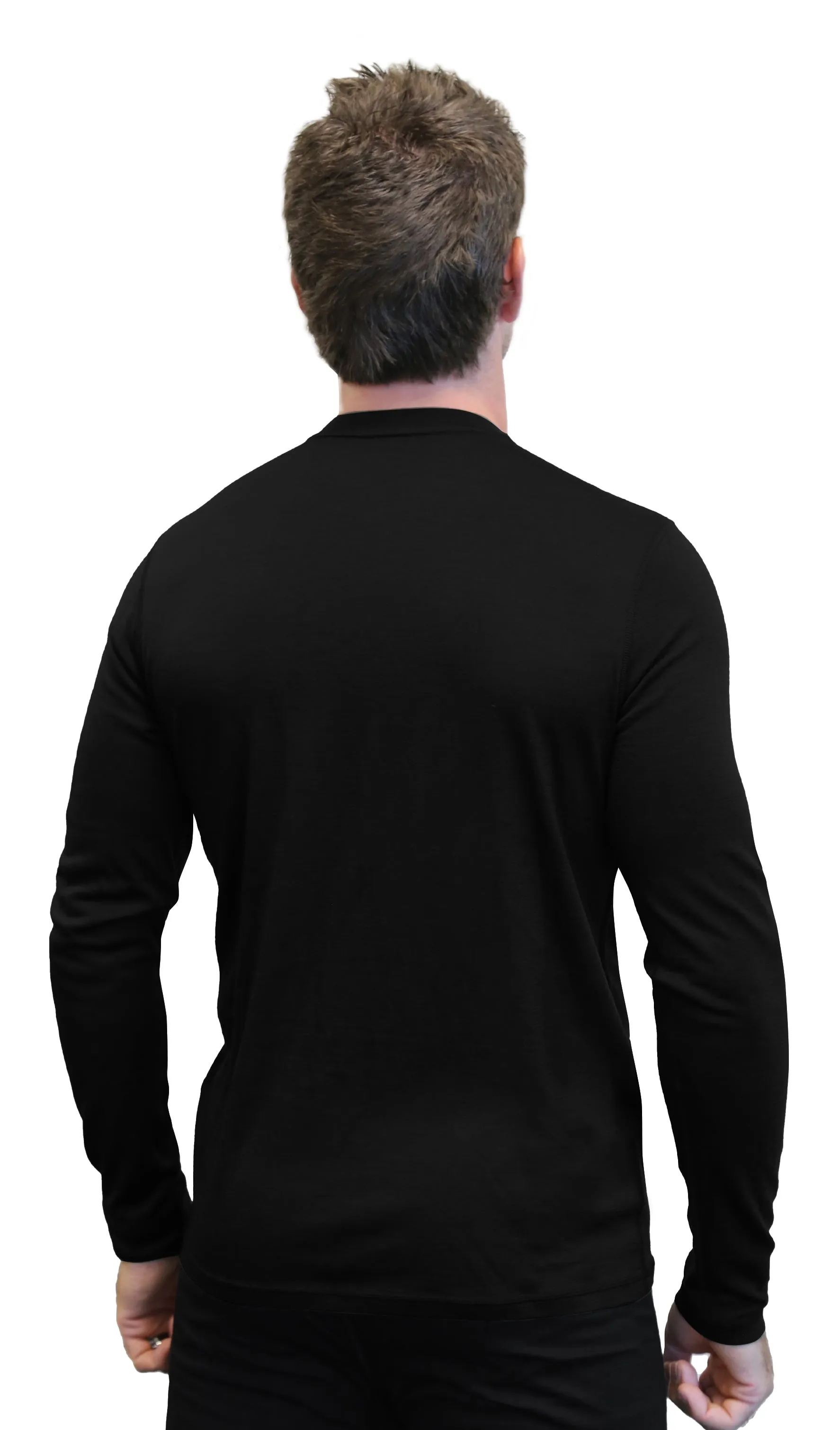 Men's 100% Merino Wool Long Sleeve Crew Neck Shirt 190 GSM