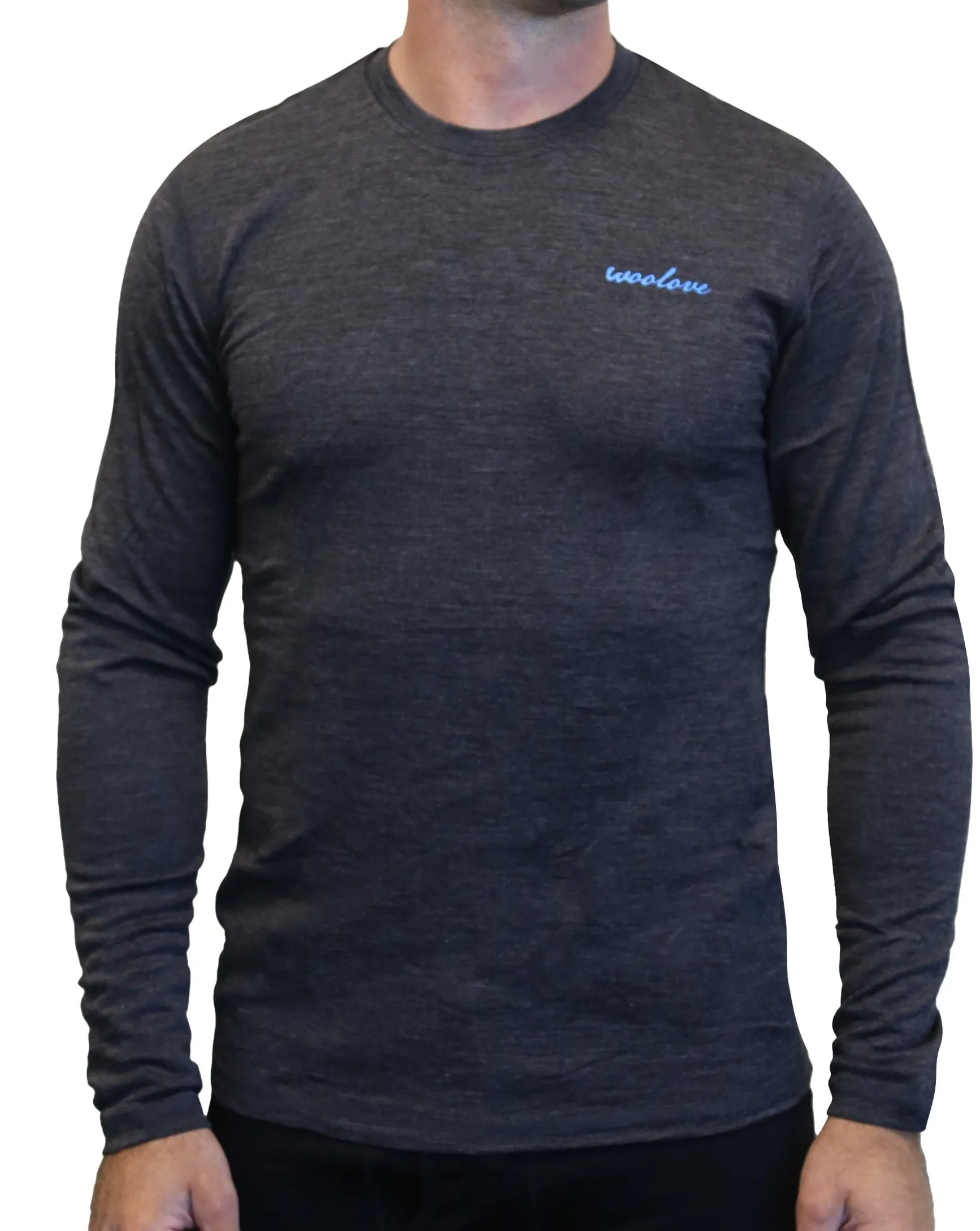 Men's 100% Merino Wool Long Sleeve Crew Neck Shirt 190 GSM