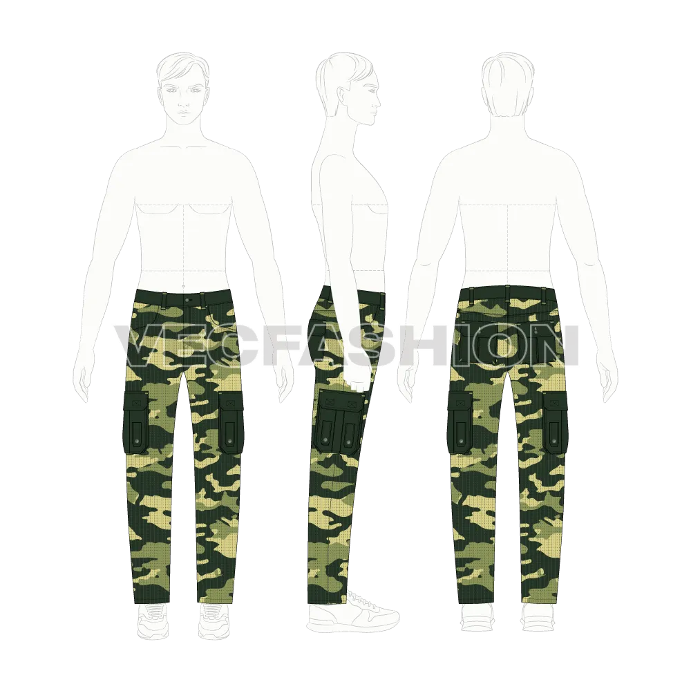 Mens Military Inspired Combat Cargo Pants