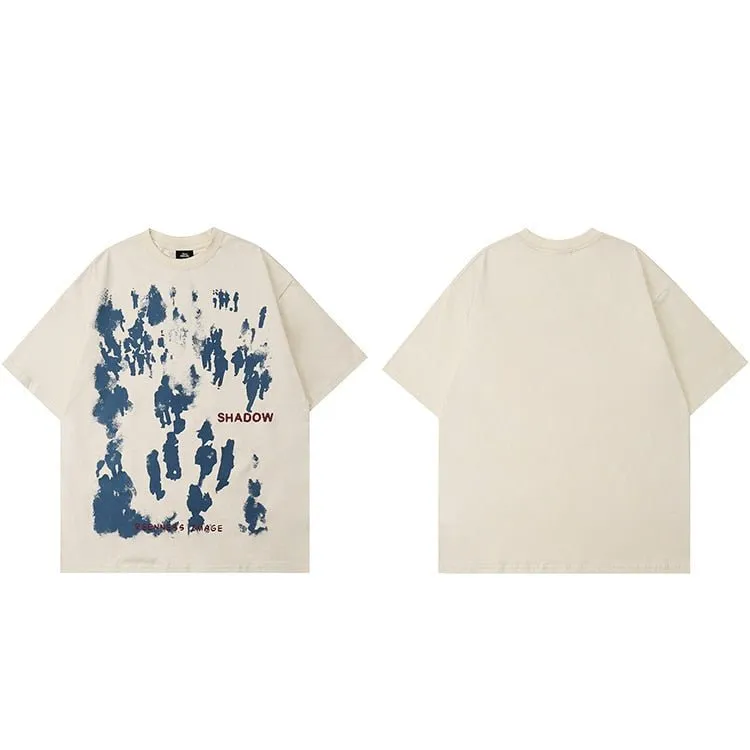 Men's Shadow Letter Printed T-Shirt - Harajuku Cotton Casual Tops