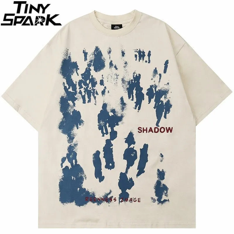 Men's Shadow Letter Printed T-Shirt - Harajuku Cotton Casual Tops