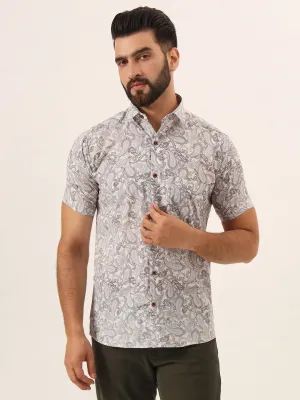 MILLENNIAL MEN Lavender Paisley Print Pure Cotton Regular Fit Casual Shirt