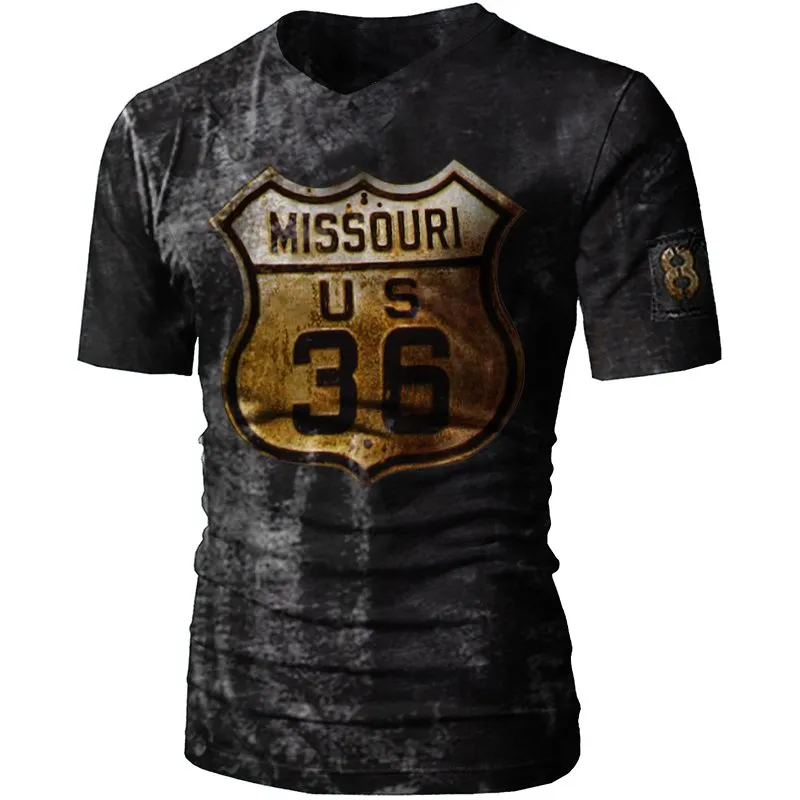 Missouri Us Highway 36 Men Outdoor Motorcycle T-Shirt