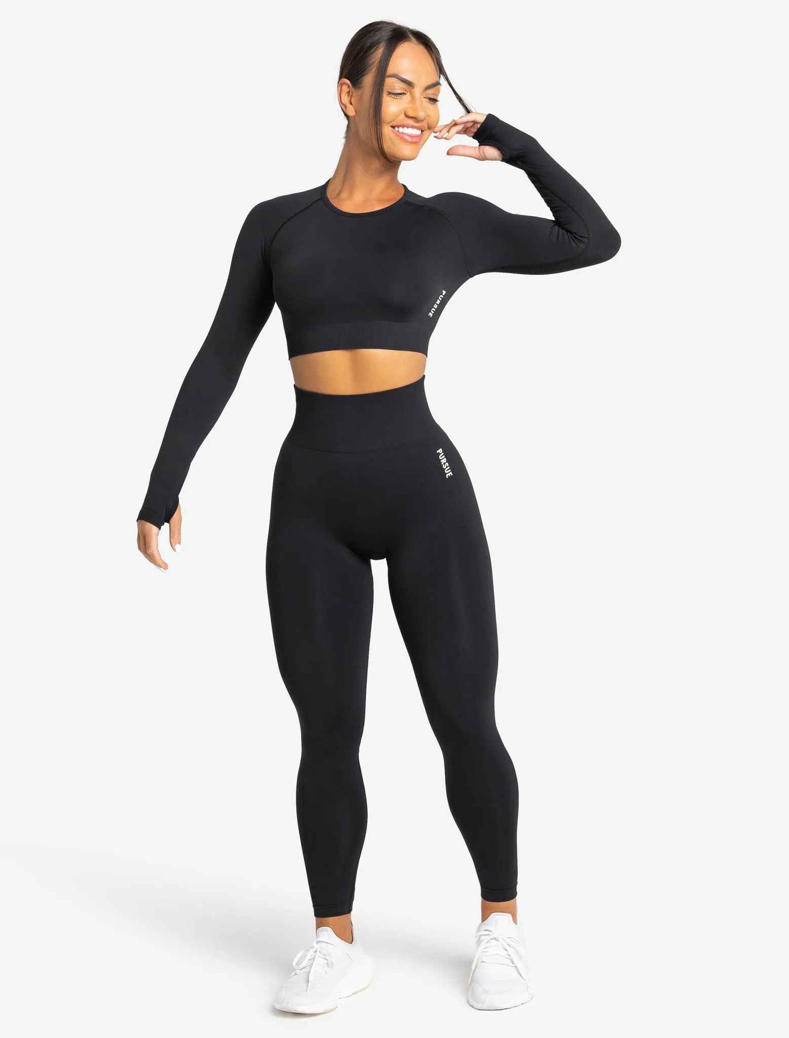 Move Seamless Long Sleeve Crop Top - Black