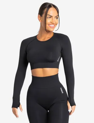 Move Seamless Long Sleeve Crop Top - Black