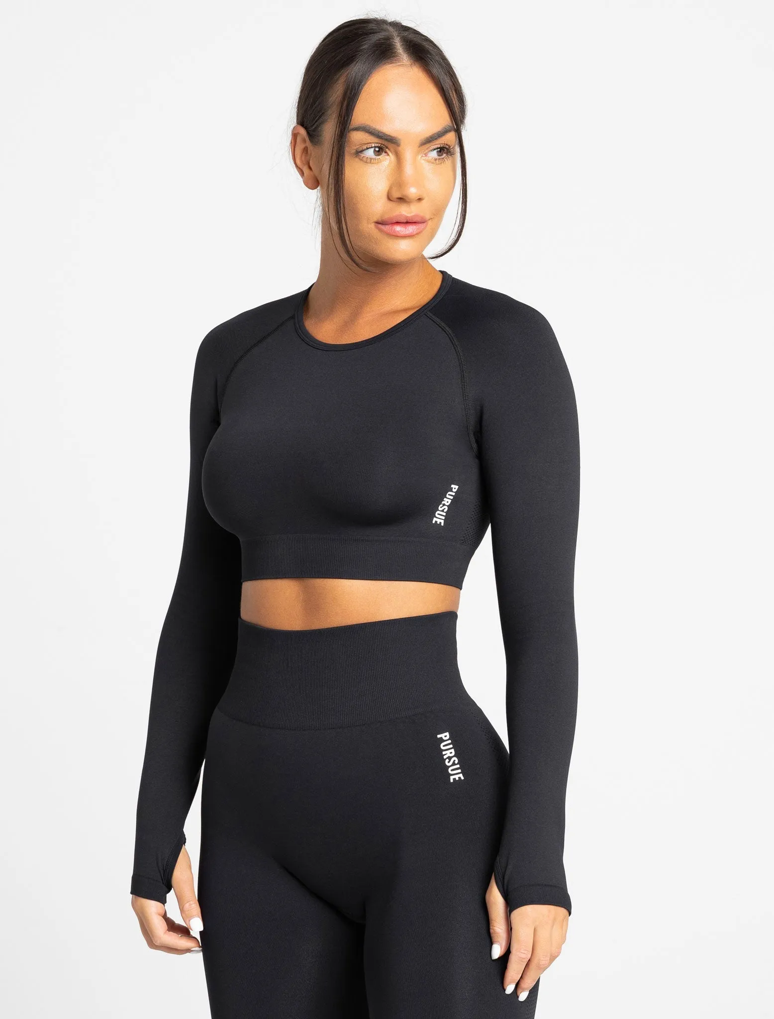 Move Seamless Long Sleeve Crop Top - Black