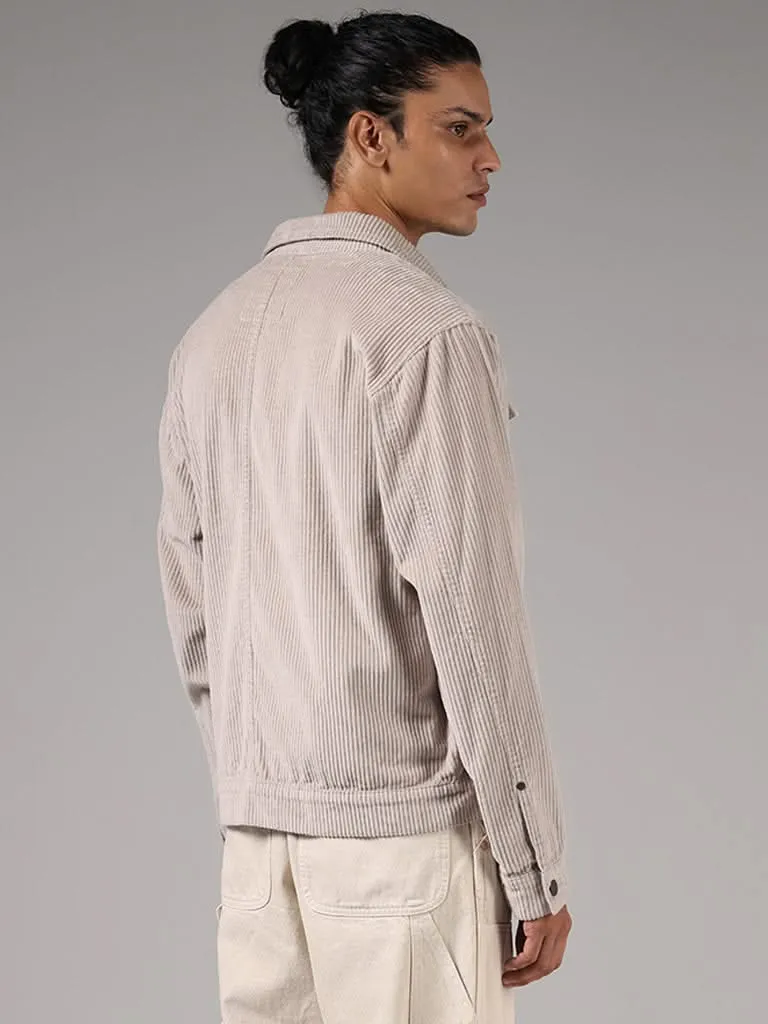 Nuon Beige Corduroy Cotton Relaxed-Fit Jacket