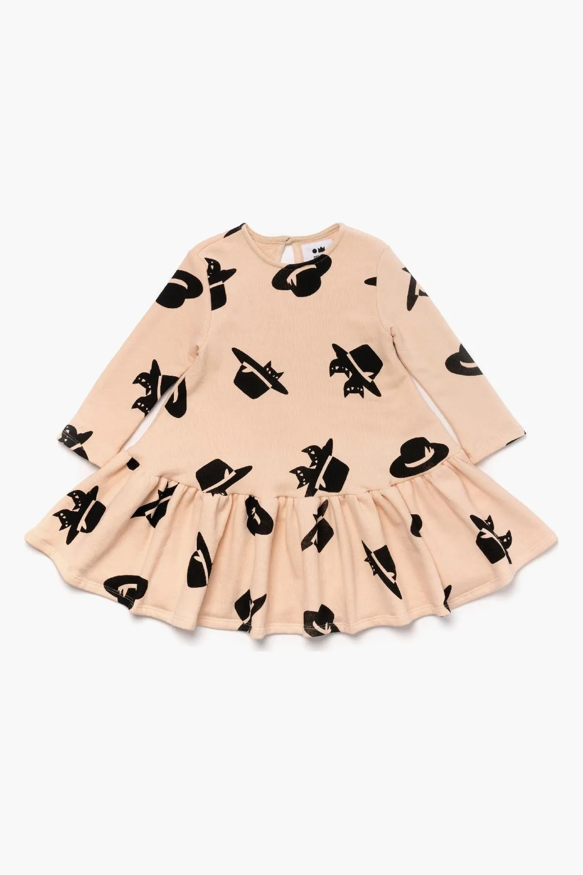 OMAMImini Cats And Hats Ruffle Girls Dress - Pale Pink