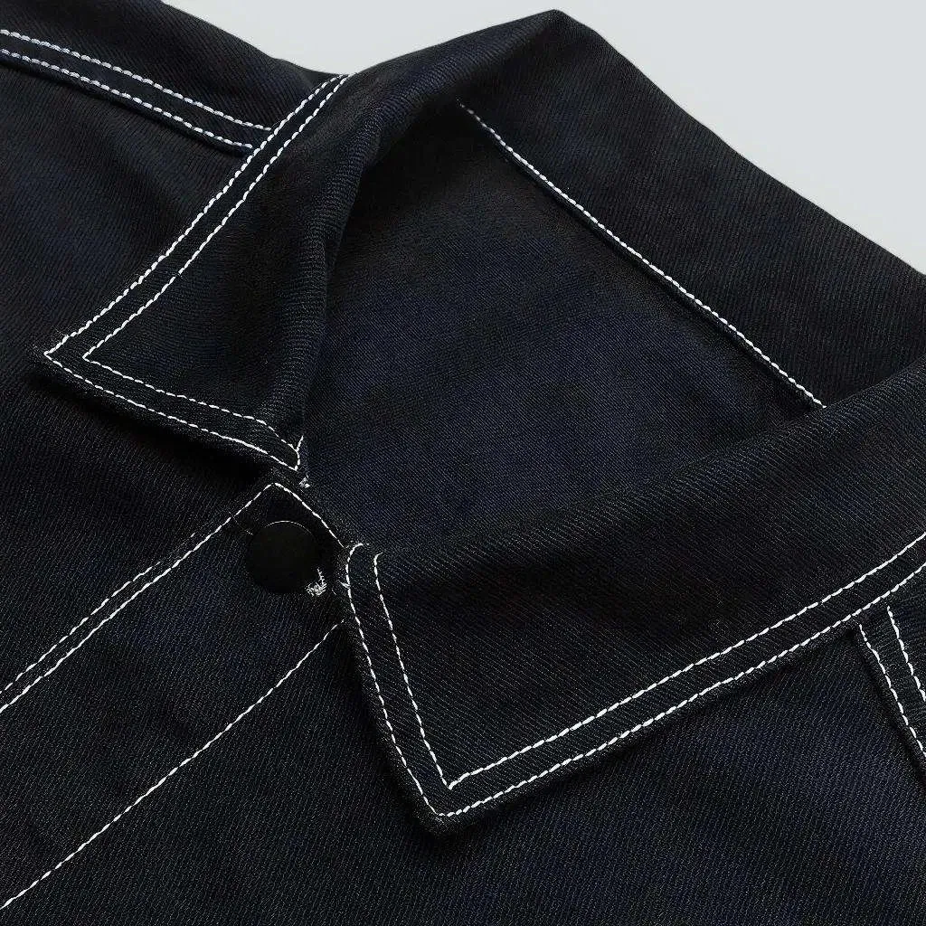 Oversized contrast-stitching jeans jacket
 for men