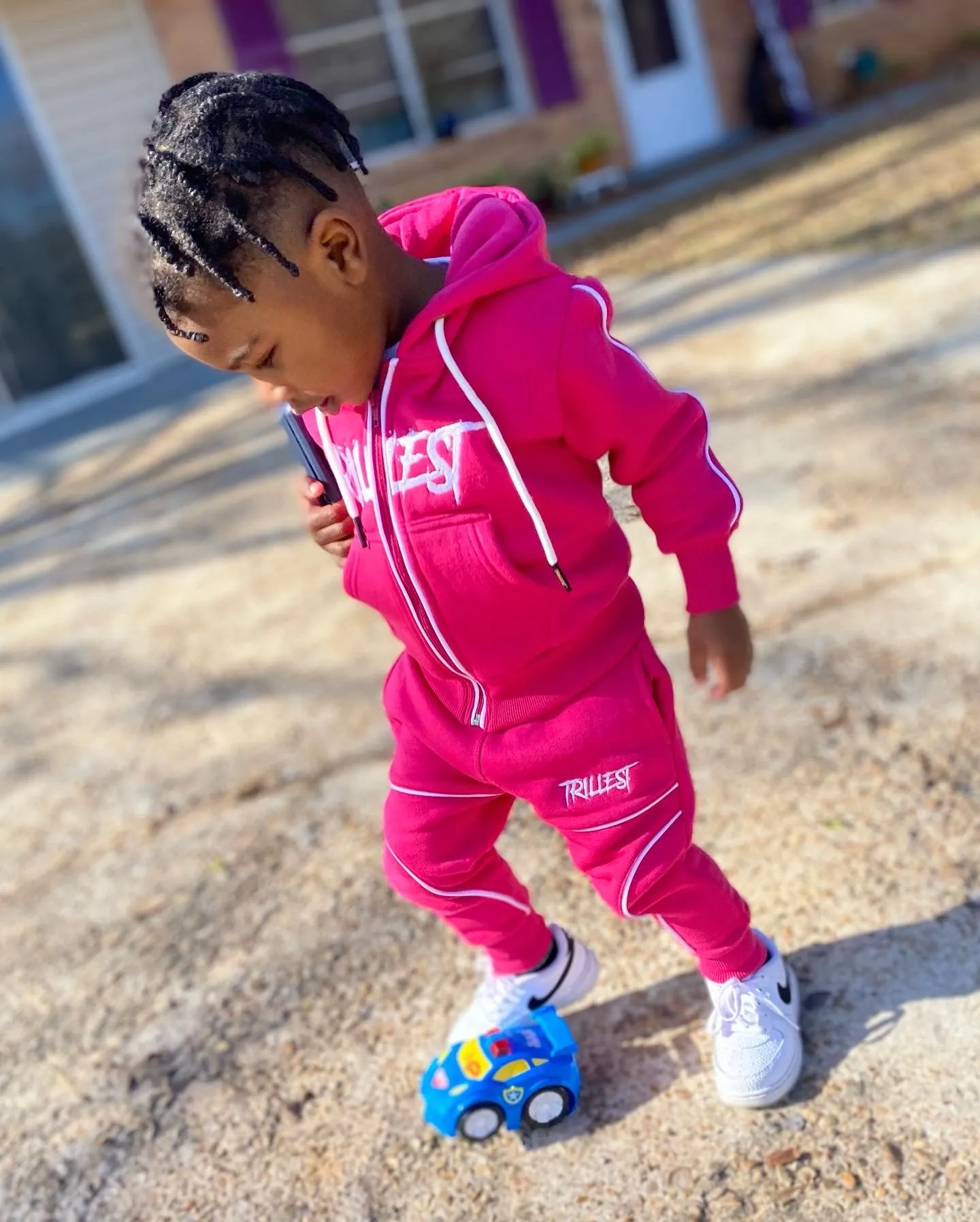 Pink Little Kids Zip Up Hoodie Set