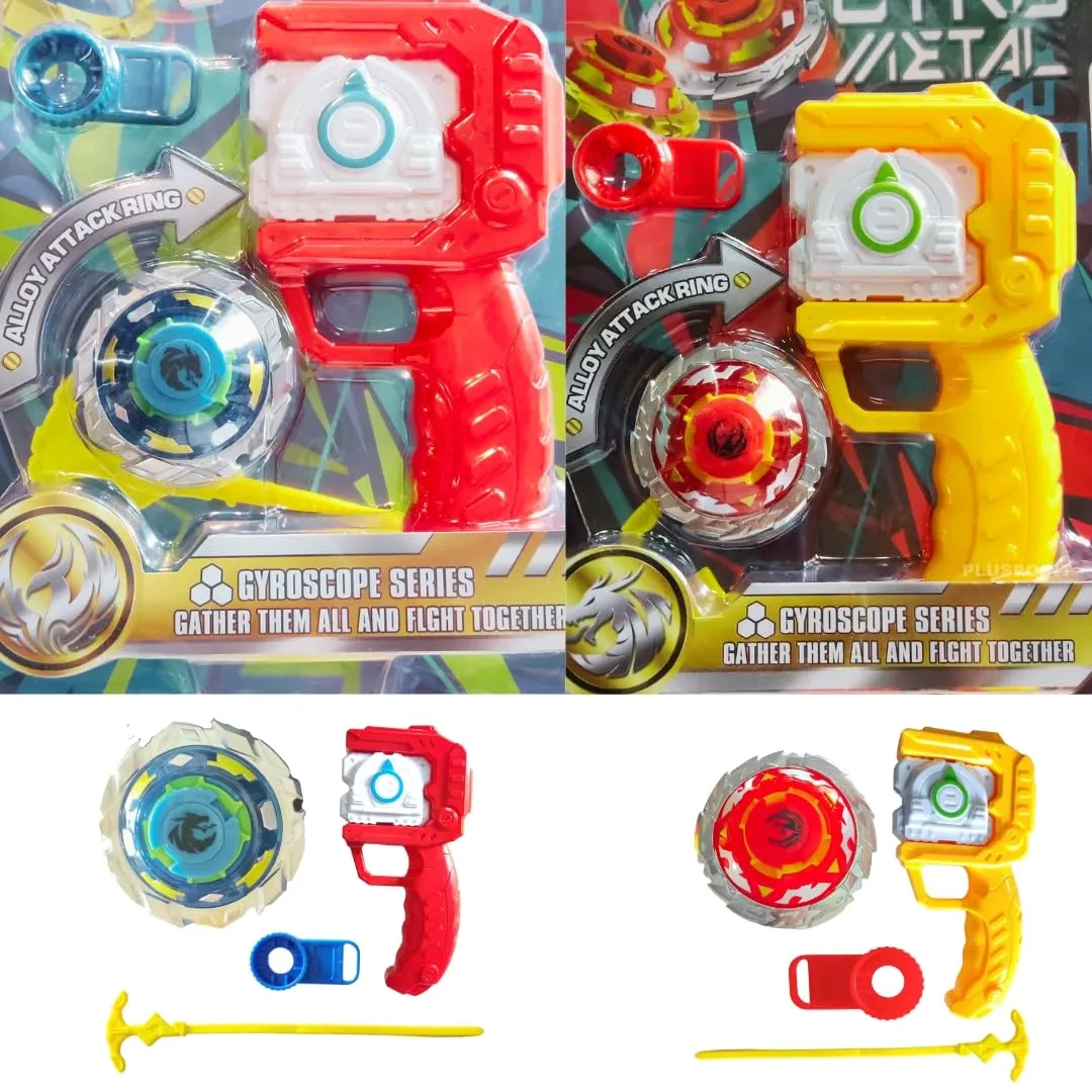 PLUSPOINT Bey Battling Top Launcher Burst Grip Toy Blade Set Gyro Blades Battling Tops Metal Fusion Starter Set with Launcher Gift Toys for Boys Kids Children Age 6 