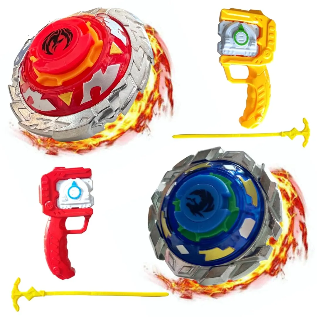 PLUSPOINT Bey Battling Top Launcher Burst Grip Toy Blade Set Gyro Blades Battling Tops Metal Fusion Starter Set with Launcher Gift Toys for Boys Kids Children Age 6 