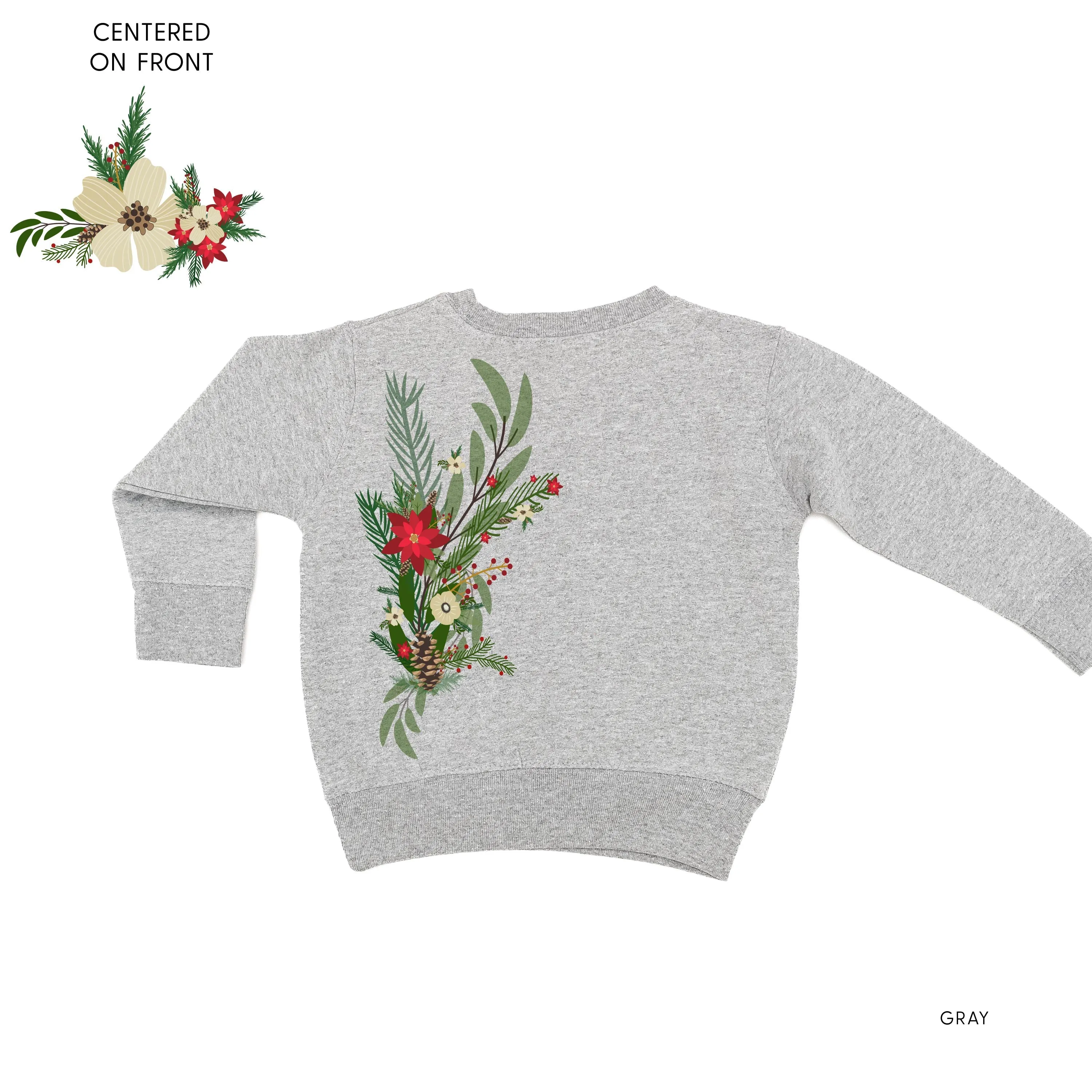 Poinsettia & Winter Flower Cascade (centered & b) - Child Sweater