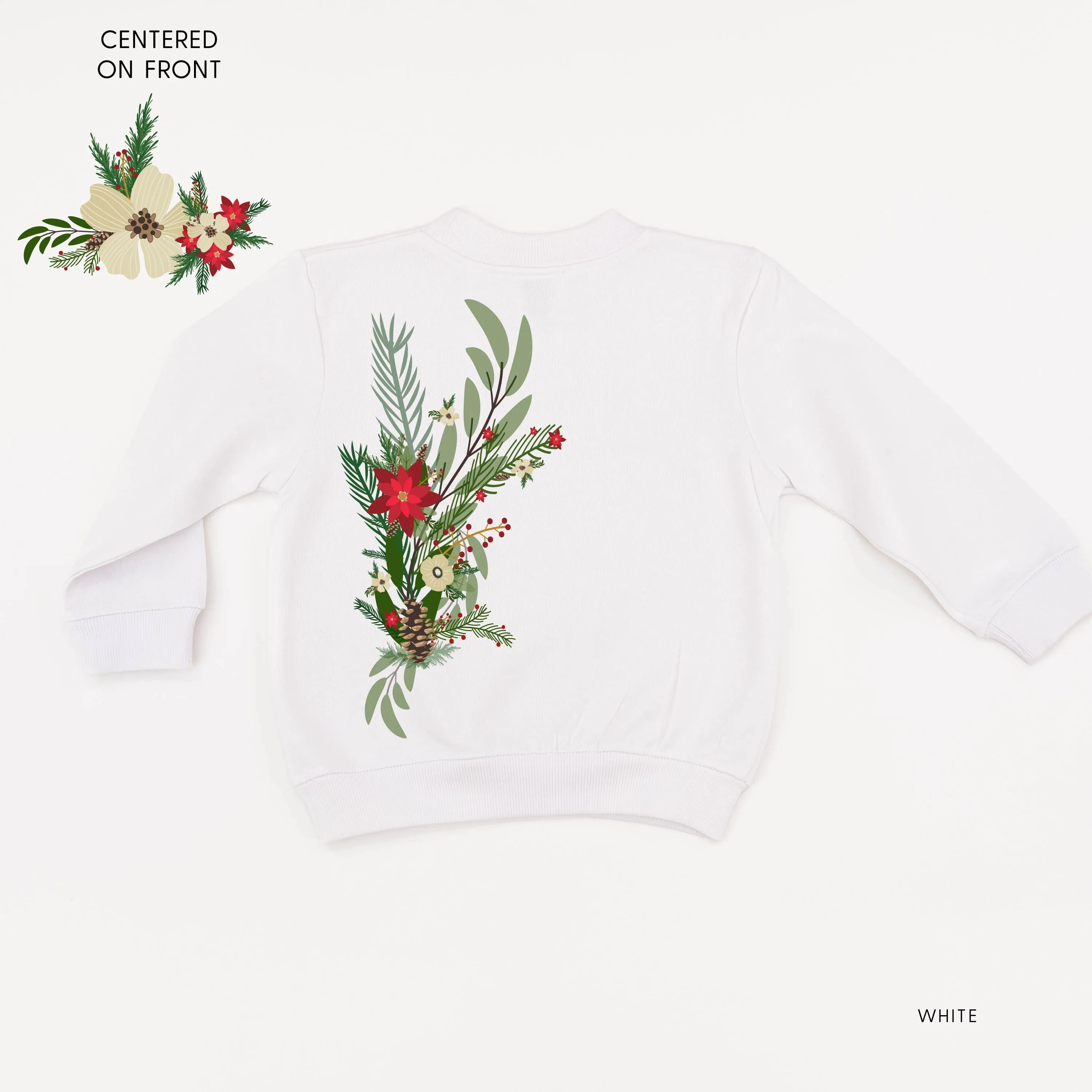 Poinsettia & Winter Flower Cascade (centered & b) - Child Sweater