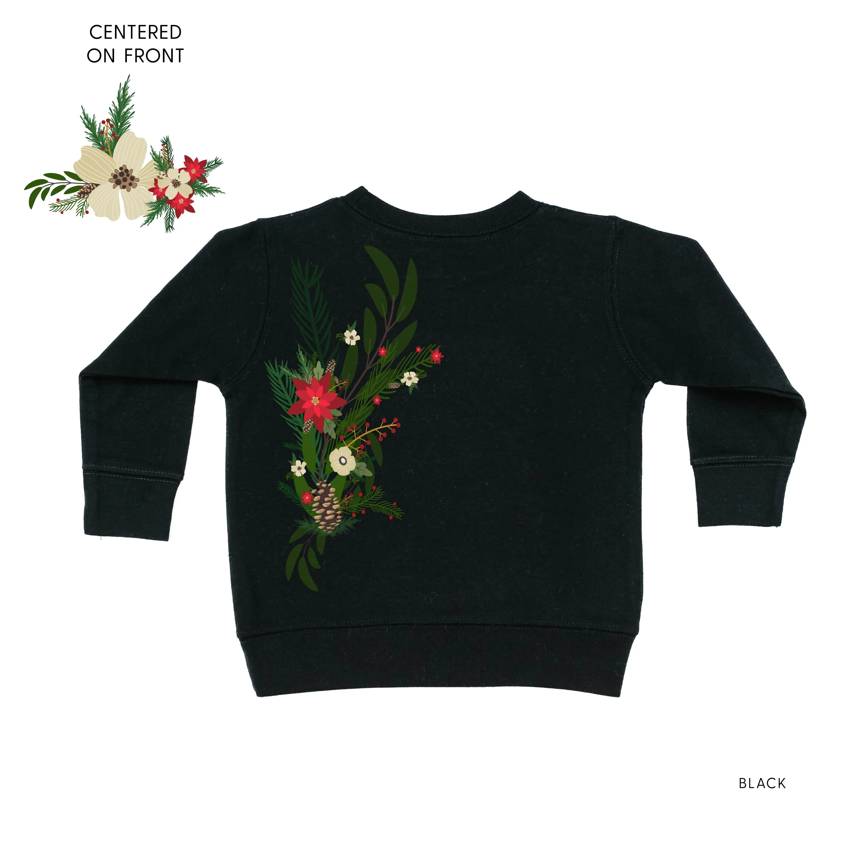 Poinsettia & Winter Flower Cascade (centered & b) - Child Sweater