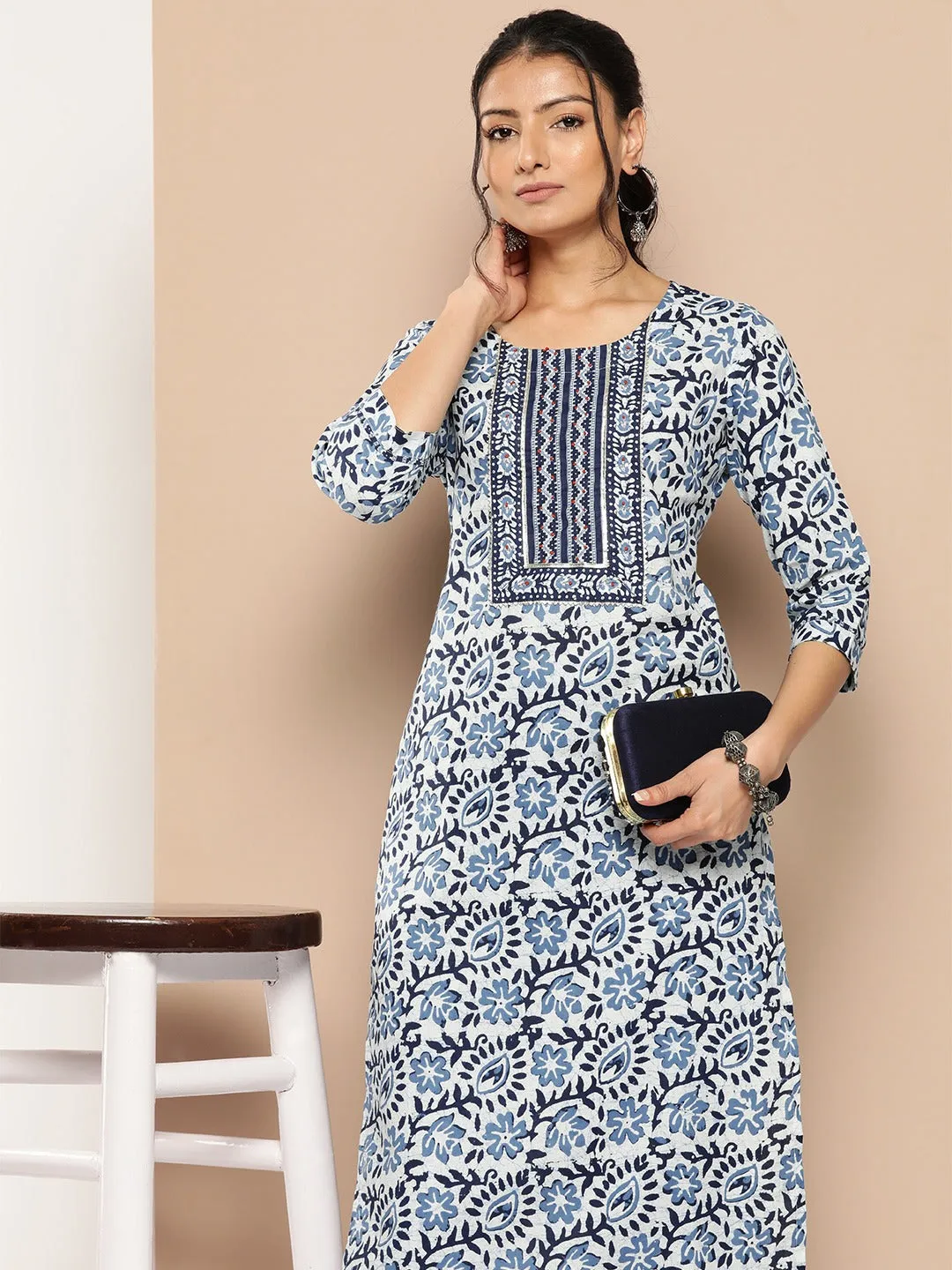 Printed Gotta Patti Cotton Kurta Set