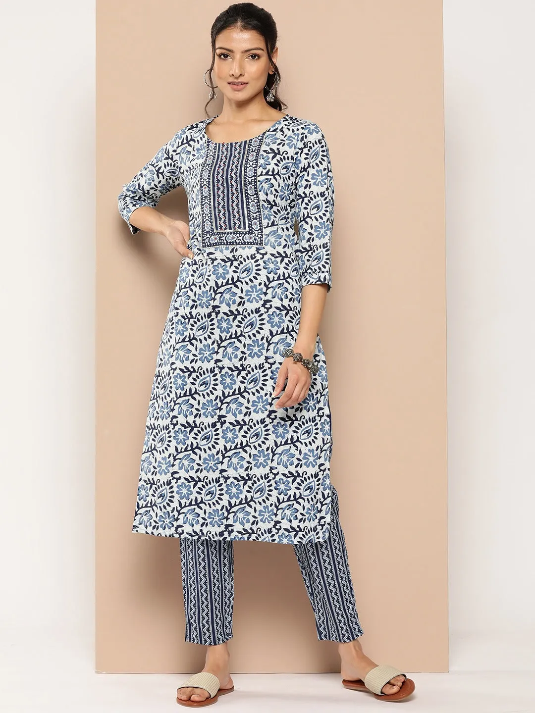 Printed Gotta Patti Cotton Kurta Set