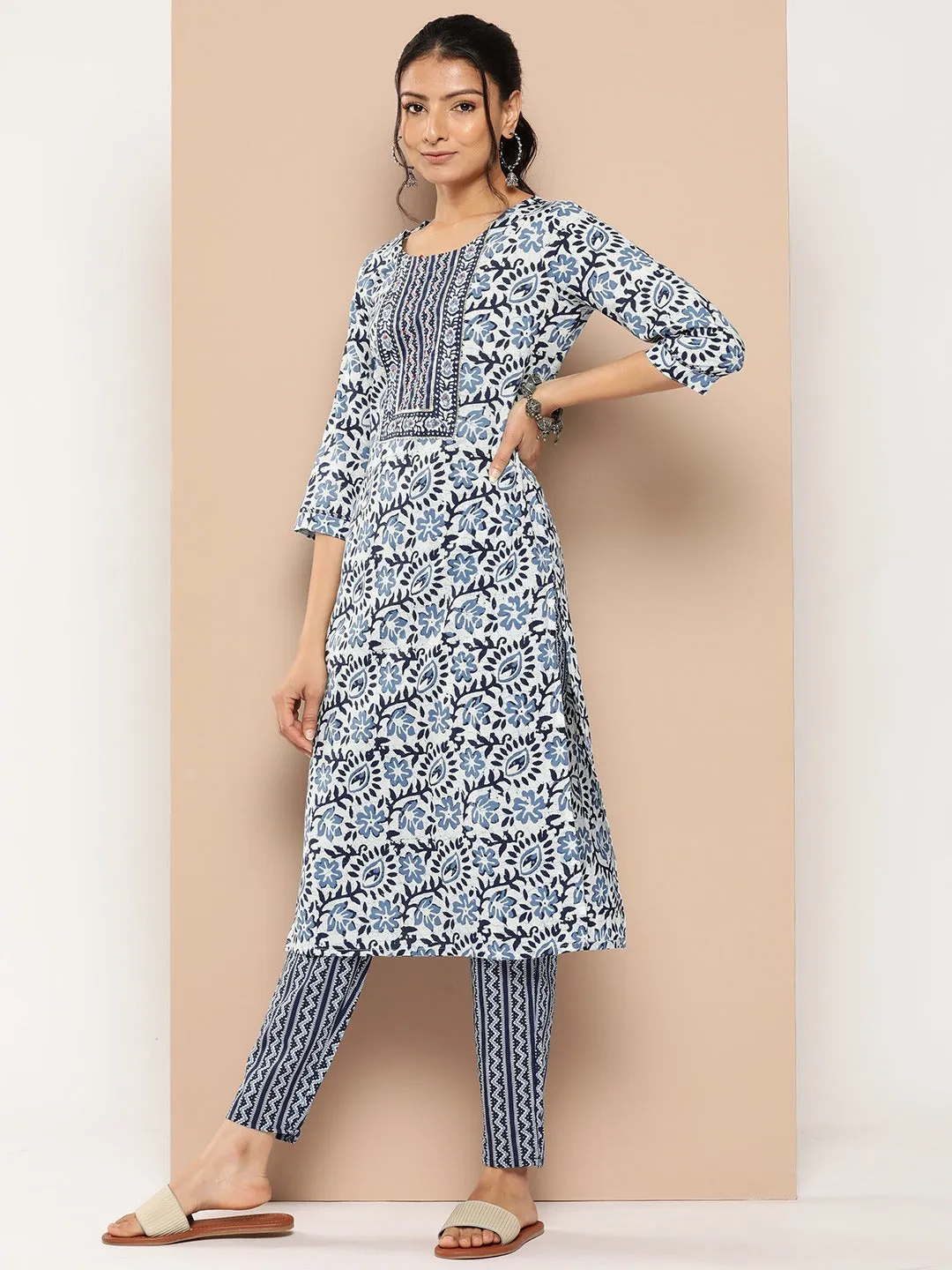 Printed Gotta Patti Cotton Kurta Set