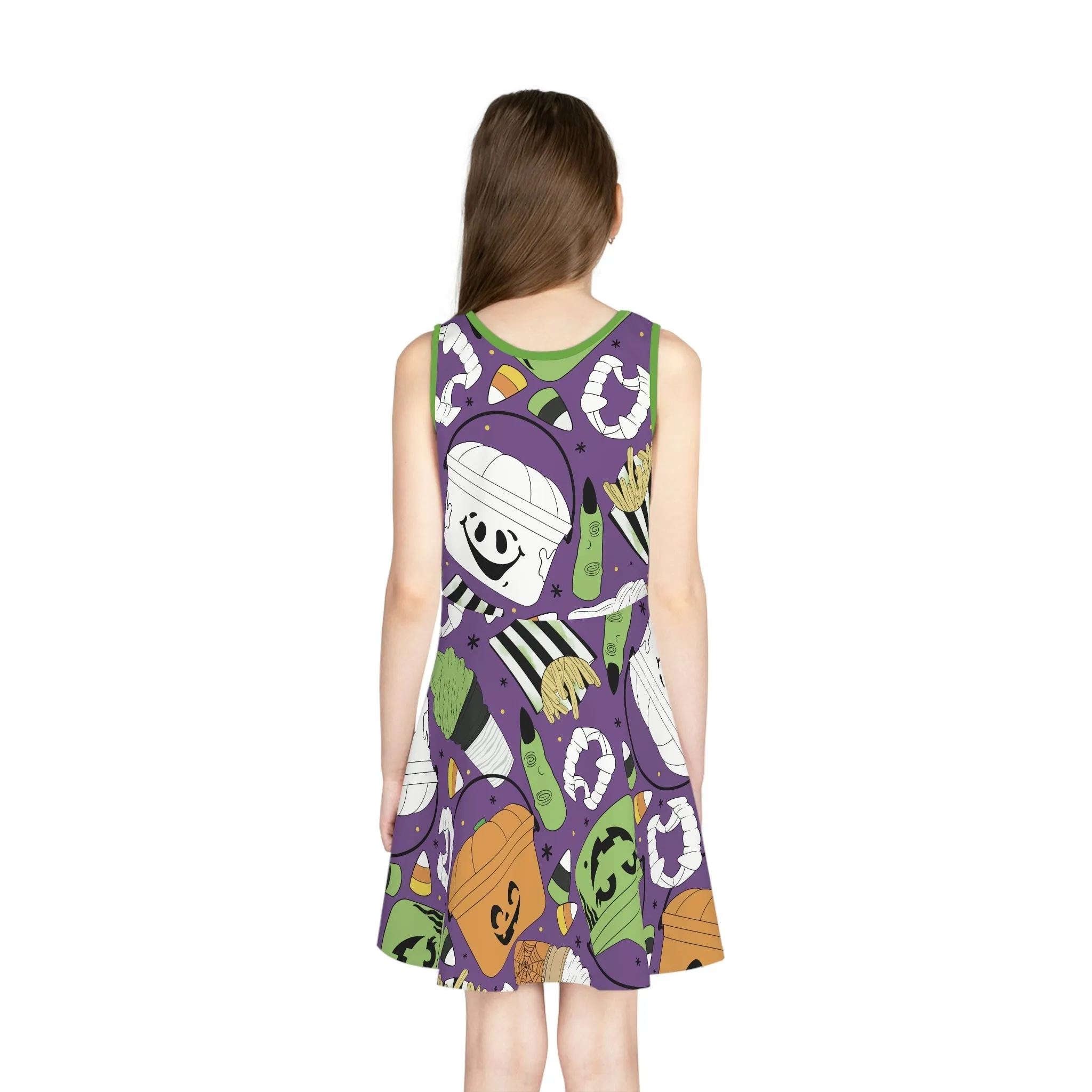 Retro Halloween Bucket Girls' Sleeveless Sundress