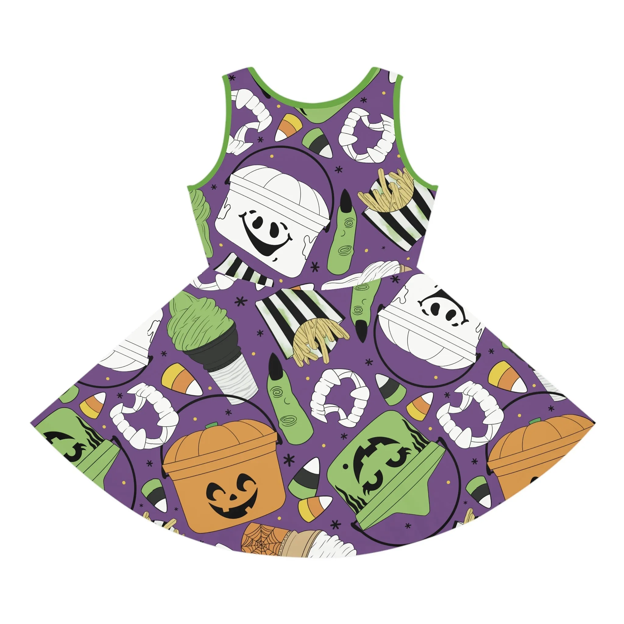 Retro Halloween Bucket Girls' Sleeveless Sundress