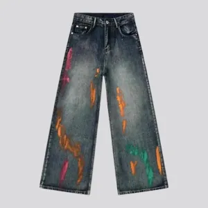 Sanded fashion boho style jeans for men