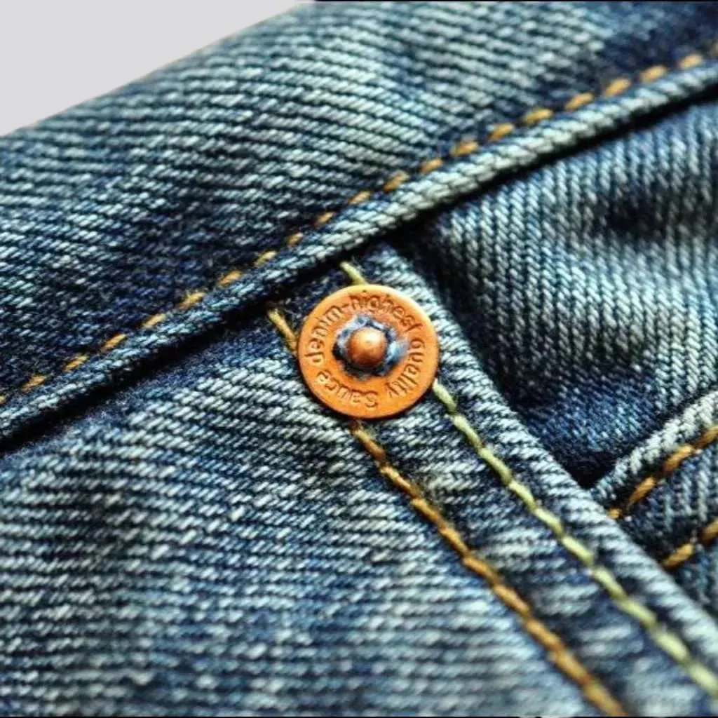 Sanded whiskered selvedge jeans
 for men